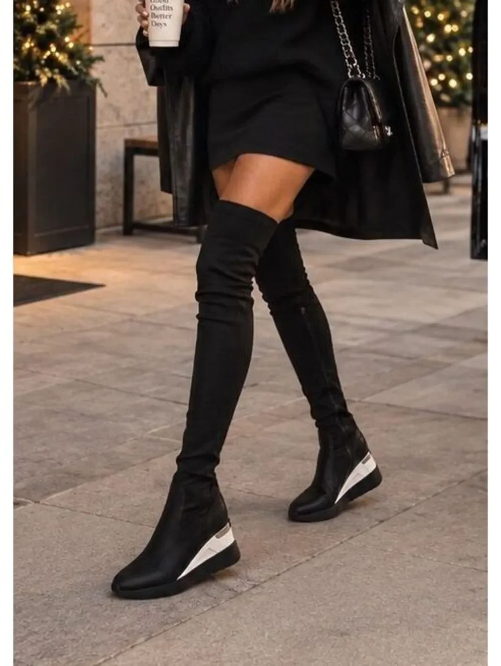 Michael Kors Ace Stretch High Over Knee Sneaker Boots Black Size ~6.5